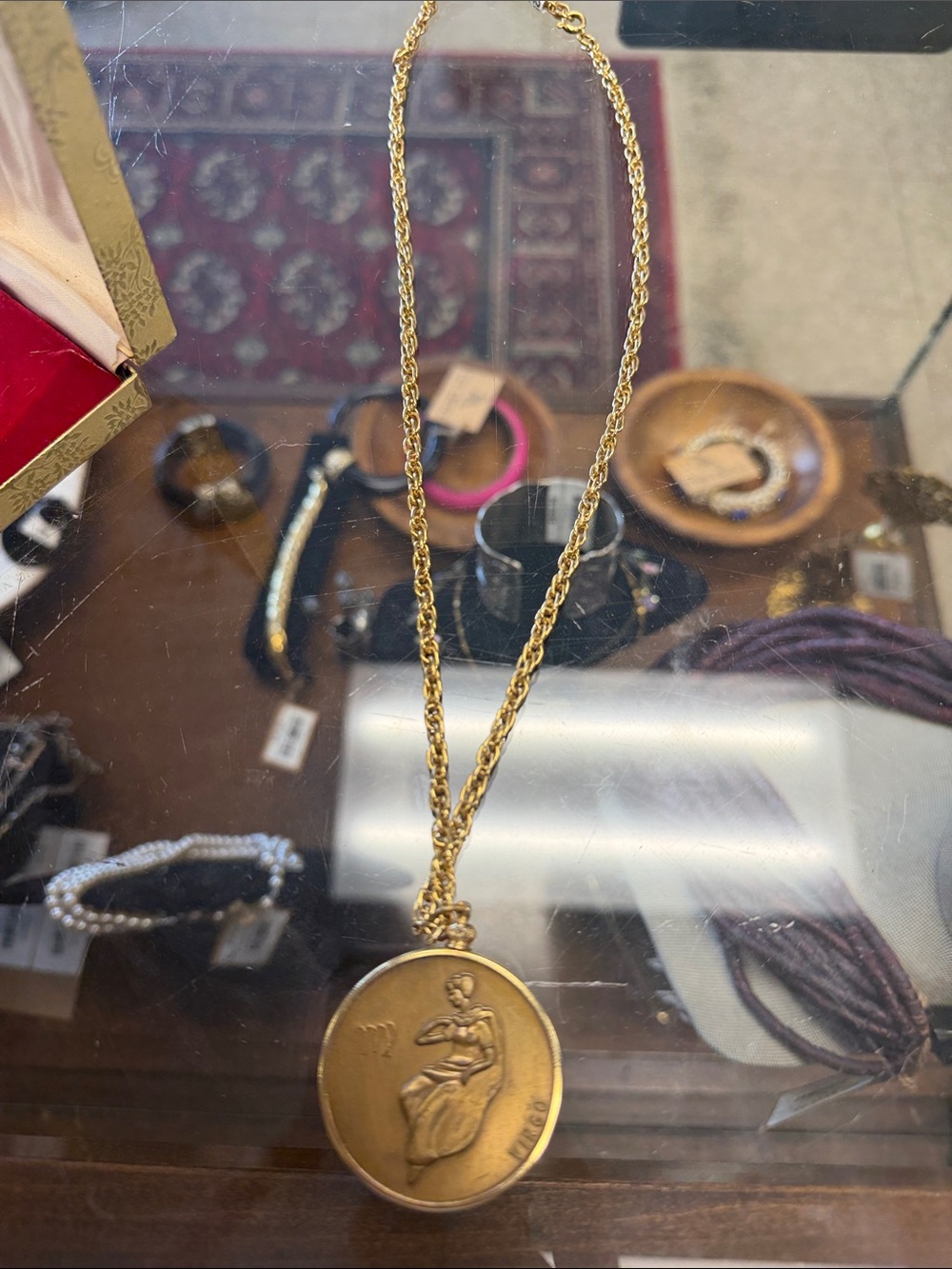 Gold-Tone Zodiac Virgo Medallion Necklace